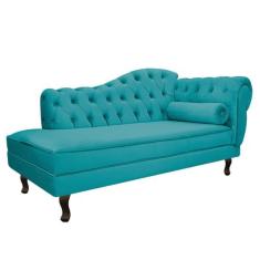 Divã Recamier Diana Lado Esquerdo 120cm Suede - Amarena Móveis, Azul T