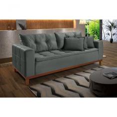 Sofá Atenas 1,70 3 Lugares Império Estofados Veludo Grafite 163
