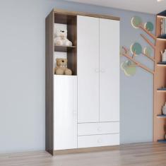Guarda Roupa Infantil 3 Portas 2 Gavetas 2 Nichos Lápis de Cor Espress