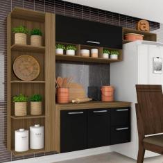 Armário De Cozinha 4 Peças 3 Pts 2 Gav Galicia Terraro/ Preto - A Móve