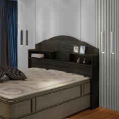 Cabeceira para Cama Box Casal com 2 Nichos Evelyn Marrom - Carmolar