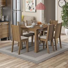 Conjunto Sala de Jantar Maris Madesa Mesa Tampo de Madeira com 6 Cadeiras
