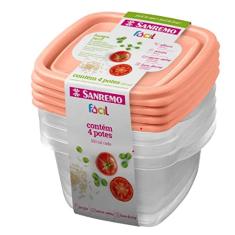 Conjunto 4 Potes Quadrado 360ml Sanremo Fácil 122/4