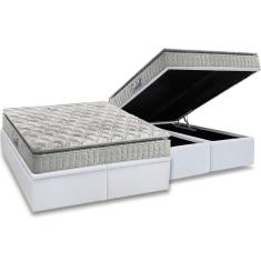 Cama Box Baú King: Colchão Espuma D33 Anjos Orthosono Pillow Top + Base CRC Courano White(193x203)
