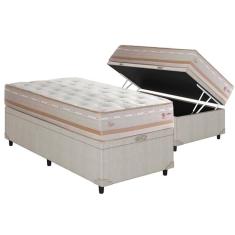 Cama Box Baú Solteiro: Colchão Molas Herval Maxspring Lyon + Base CRC Courano Clean(88x188)