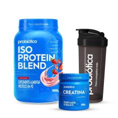 Combo Iso Protein Blend Pote 900g, Creatina 100g e Coqueteleira 700mL - Probiótica-Unissex