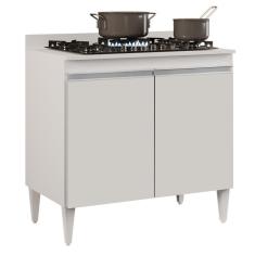Balcão Para Cooktop 80cm 2 Portas Flórida Branco - Lumil Móveis