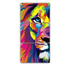 Quadros Decorativos Leão De Judá Colorido Abstrato 180X60Cm