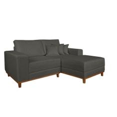 Sofá 3 Lugares Mônaco com Chaise Direto Linho Cinza
