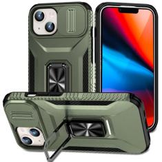Hitaoyou Capa para iPhone 15, capa de celular iPhone 15, capa para iPhone 15 com capa para câmera e suporte, proteção resistente à prova de choque de grau militar com suporte magnético para carro para