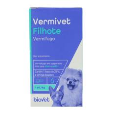 Vermífugo Biovet para Cães e Gatos Vermivet Filhote 20ml
