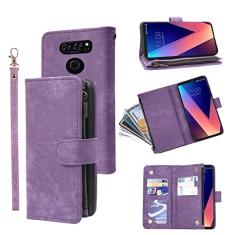 Capa carteira compatível com LG V35 ThinQ V30 Plus e suporte de cartão de crédito de couro vintage premium com suporte para celular LGV30 LGV35 LG30 LG35 V 30 35 V30+ V30s H931 feminino preto