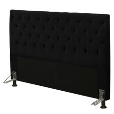 Cabeceira Cama Box Casal King 195cm Cristal Suede Preto