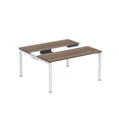 Mesa Plataforma Dupla com Pé de Aço para Coworking 150X140/2P PDC15/14/2P Walnut/Branco