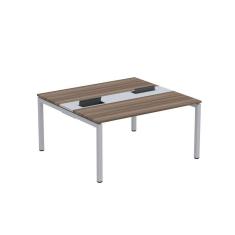 Mesa Plataforma Dupla com Pé de Aço para Coworking 150X140/2P PDC15/14/2P Walnut/Cinza