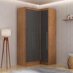 Guarda-Roupa Modulado Viena 3 Portas 4 Gavetas 2 Peças Espresso Móveis Nogal/Grafite