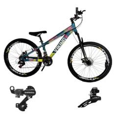Bicicleta Vikingx 21v Aro 26 Tuff 25 Aluminio Cambio Shimano Dianteiro