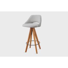 Banqueta Madeira Giratória Estofada com Encosto Nicole