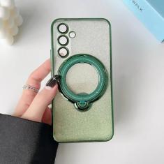 Para samsung galaxy s24 s23 s22 plus ultra a54 a34 s20 fe caso glitter papel jam chapeamento ímã macio carga suporte capa, verde, para galaxy a54