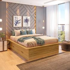 Cama Casal Adulto com 4 Gavetas Gades Yescasa Freijó