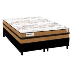Cama Box Queen: Colchão Molas Ensacadas Plumatex MasterPocket Smart Milano + Base crc Courano Black(158x198)