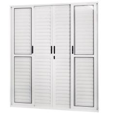 Porta de Correr Alumínio 6 Folhas com Vidro Liso Sólida Mgm 210cmx180cm Branco