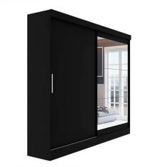 Guarda-Roupa Casal com Espelho Karina 2 PT 2 GV Preto