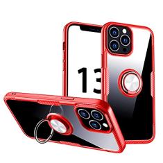 SORAKA Capa transparente para iPhone 13 Pro Max com suporte para anel,capa de PC rígida transparente Capa iPhone 13 Pro Max com placa de metal para suporte magnético de telefone para carro