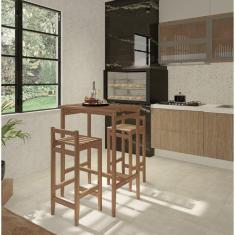 Conjunto Mesa Bistrô 2 Banquetas Madeira Macica Cedro Rosa Madeira