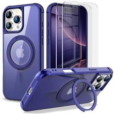 Capa magnética para celular 16 Pro Max, capa com suporte giratório de 360° [compatível com MagSafe] [proteção de nível militar] [moldura elevada da câmera] capa com suporte para telefone 16 Pro Max