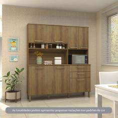 Cozinha Compacta 7 Portas E 2 Gavetas Com Tampo Luciane Móveis Carvalho Avelã