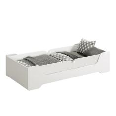 Cama Evolutiva Zaki Branco Fosco, 2 Kits Proteção Lateral Lisa E Colchão D20 - Reller Móveis Branco Fosco
