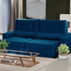 Sofá Curitiba Modular 5 Lugares 250 Cm Retrátil E Reclinável Yescasa Azul