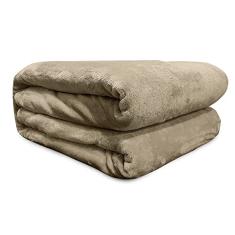 Cobertor Queen Flannel Liso Bege - Andreza