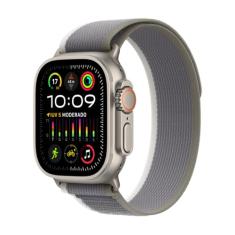 Apple Watch Ultra 2 GPS + Cellular • Caixa de titânio – 49 mm • Pulseira loop Trail verde/cinza – M/G