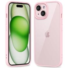 oakxco Capa fina e fina transparente para iPhone 15 iPhone 14 iPhone 13, plástico rígido híbrido transparente e amortecedor de borracha de silicone macio, capa protetora acrílica não amarela para