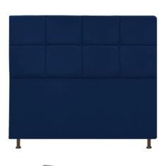 Cabeceira Estofada Damares 140 cm Casal Com Botonê  Suede Azul Marinho