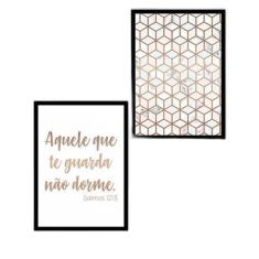 Kit 2 Quadros Decorativos O Que Te Guarda Não Dorme 45X34Cm
