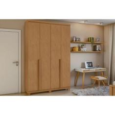 Guarda Roupa 4 Portas e 2 Gavetas c/ Pés Alonzo Amêndoa - Lopas