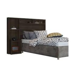 Cabeceira Para Cama Box Solteiro Talismã Com Nicho Fênix Café