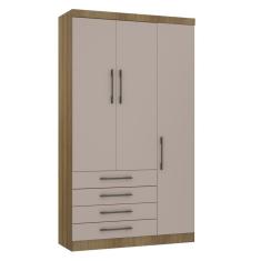 Guarda Roupa Casal Paris 3 Portas de Bater 4 Gavetas MDP Avela-cinammon Eucamóveis