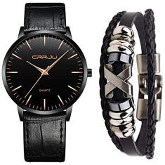 Relógio Masculino CRRJU Casual Ultra Fino + Pulseira Metal