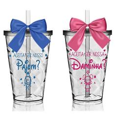 2 Copos Convite Twister Personalizados para Pajem e Daminha - Disney