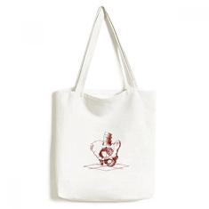 Bolsa de lona com desenho de esqueleto humano, bolsa de compras casual