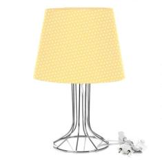 Abajur Torre Dome Amarelo/bolinha Com Aramado Cromado - MARRYLUZ