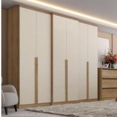 Guarda Roupas Casal 6 Portas 4 Gavetas Valência THB, Capucino / Off Wh