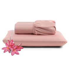 Jogo Cama Lençol Unique Solteiro 400 Fios Ponto Palito 2 Peças - Rosê 