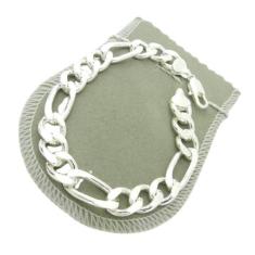 Pulseira Masculina 22Cm 1Cm Largura Folheado Prata Pl122