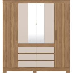 Guarda Roupa Casal 04 Portas Com Espelho 66510 Amendola Off White Demobile Amendola Off White
