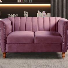 Namoradeira Realeza Sofá Chesterfield Decoração Sala Recepção Estilo Retrô Roxo